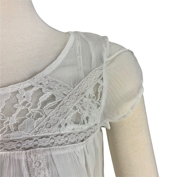 Jessica Simpson Small Blouse Semi Sheer White Feminine Romantic - Picture 4 of 7